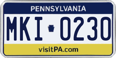 PA license plate MKI0230