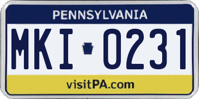 PA license plate MKI0231