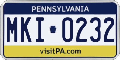 PA license plate MKI0232