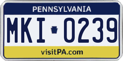 PA license plate MKI0239