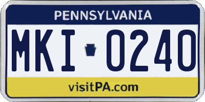 PA license plate MKI0240