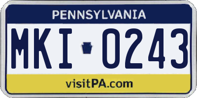 PA license plate MKI0243