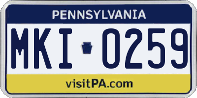 PA license plate MKI0259