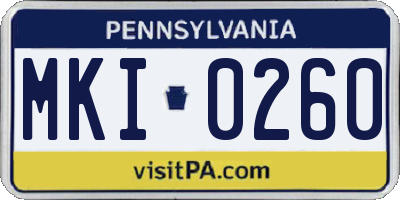 PA license plate MKI0260
