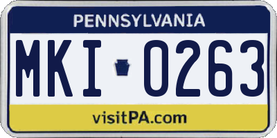PA license plate MKI0263