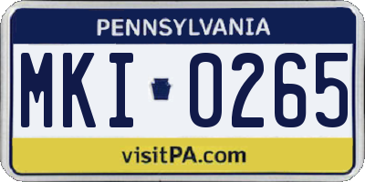 PA license plate MKI0265