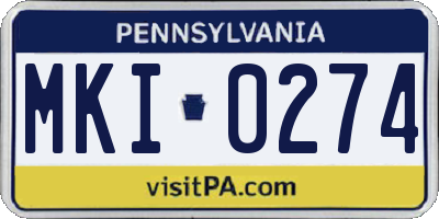 PA license plate MKI0274