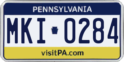 PA license plate MKI0284