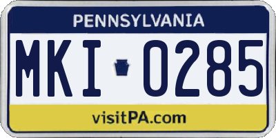 PA license plate MKI0285