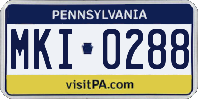 PA license plate MKI0288