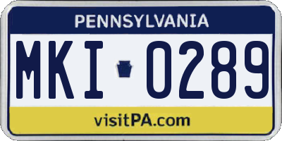 PA license plate MKI0289