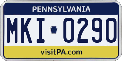 PA license plate MKI0290