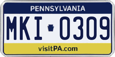 PA license plate MKI0309