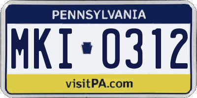 PA license plate MKI0312