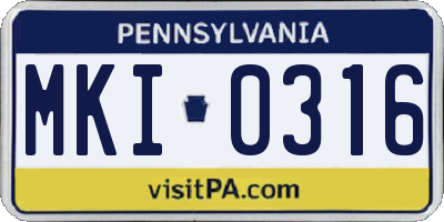 PA license plate MKI0316