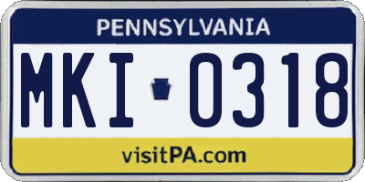 PA license plate MKI0318