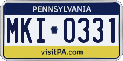 PA license plate MKI0331