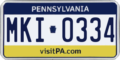 PA license plate MKI0334