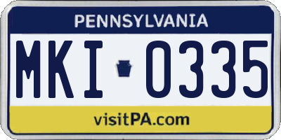 PA license plate MKI0335