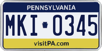 PA license plate MKI0345