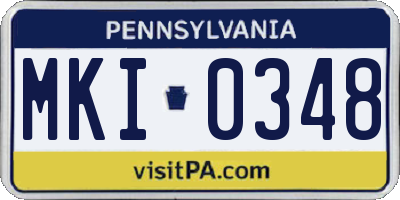 PA license plate MKI0348
