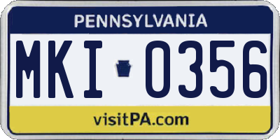 PA license plate MKI0356