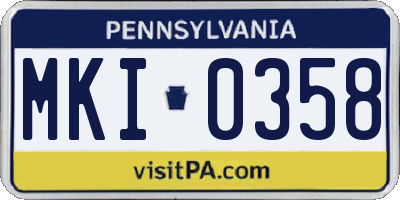 PA license plate MKI0358