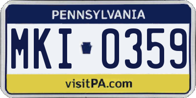PA license plate MKI0359