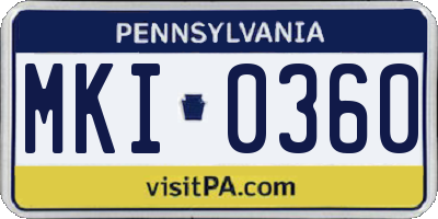 PA license plate MKI0360