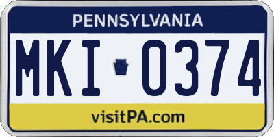 PA license plate MKI0374