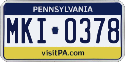 PA license plate MKI0378