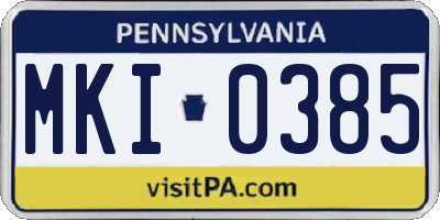 PA license plate MKI0385