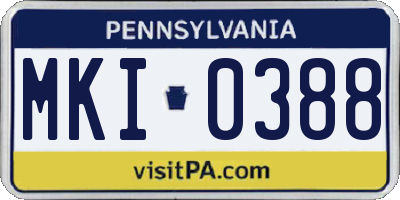 PA license plate MKI0388
