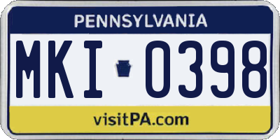 PA license plate MKI0398