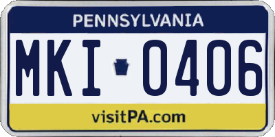 PA license plate MKI0406