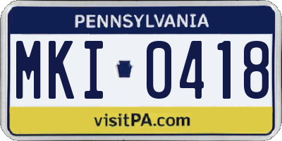 PA license plate MKI0418