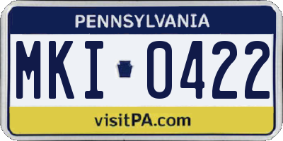 PA license plate MKI0422