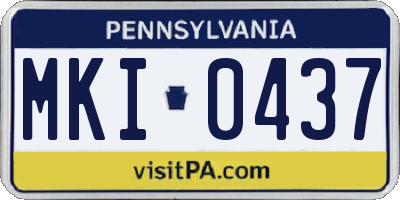PA license plate MKI0437