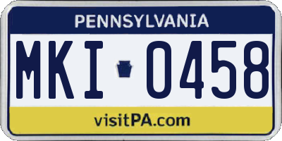 PA license plate MKI0458