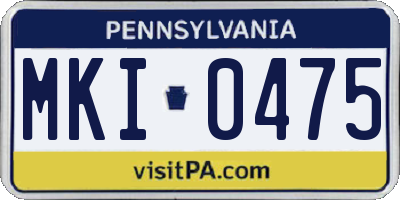 PA license plate MKI0475