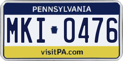 PA license plate MKI0476