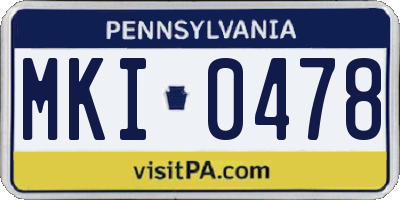 PA license plate MKI0478
