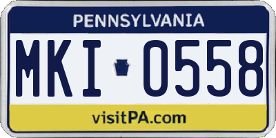 PA license plate MKI0558