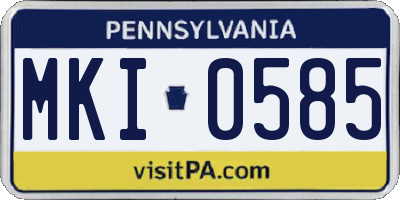 PA license plate MKI0585