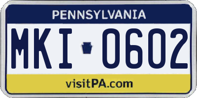 PA license plate MKI0602
