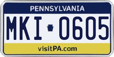 PA license plate MKI0605