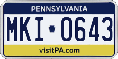 PA license plate MKI0643