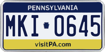 PA license plate MKI0645