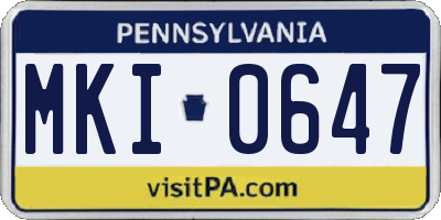 PA license plate MKI0647