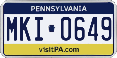 PA license plate MKI0649